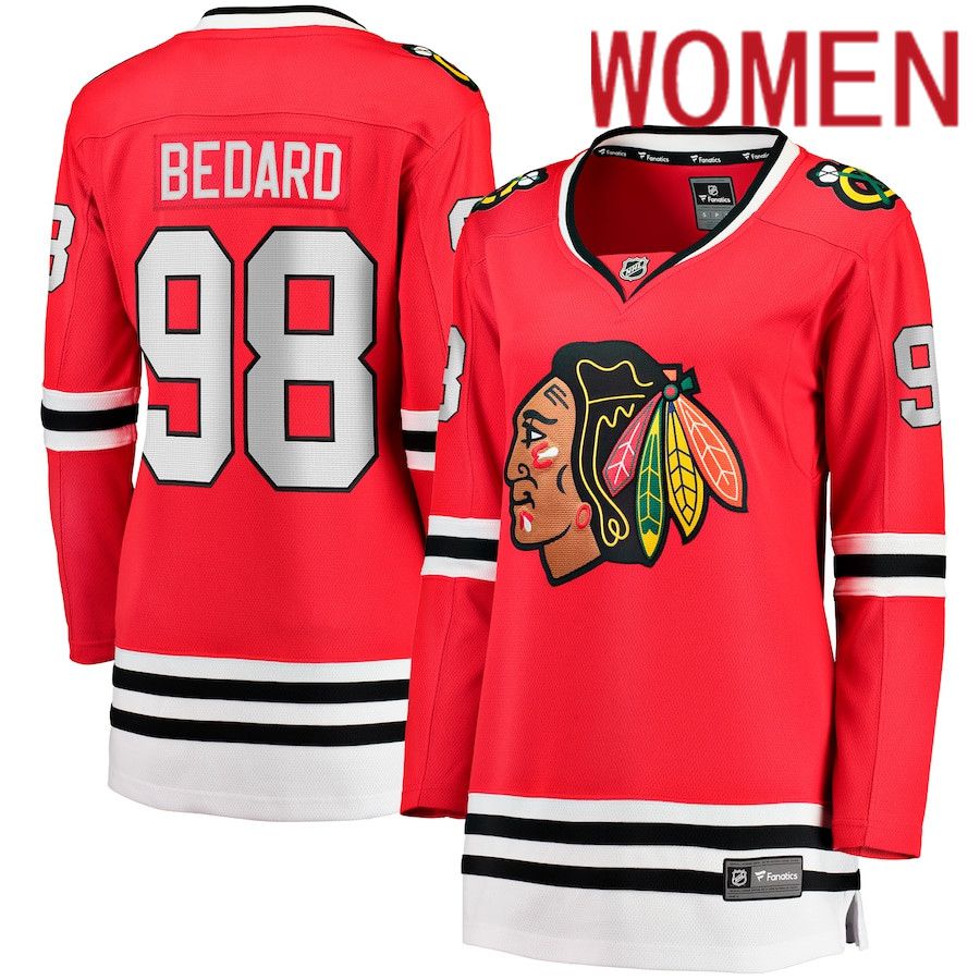 Women Chicago Blackhawks #98 Connor Bedard Fanatics Branded Red 2023 NHL Draft Home Breakaway Player Jersey->chicago blackhawks->NHL Jersey
